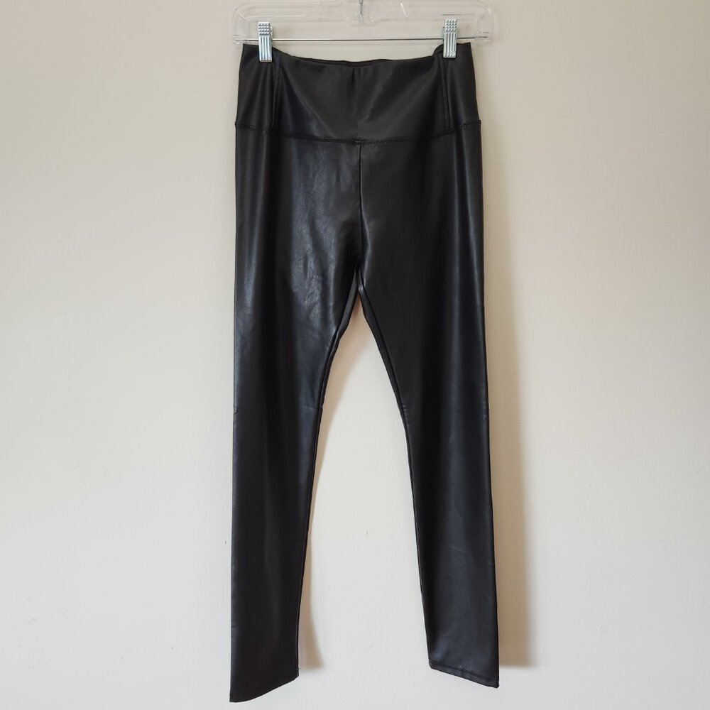 7 For All Mankind Leggings Women Vegan Faux Leather Black Skinny High Rise Small